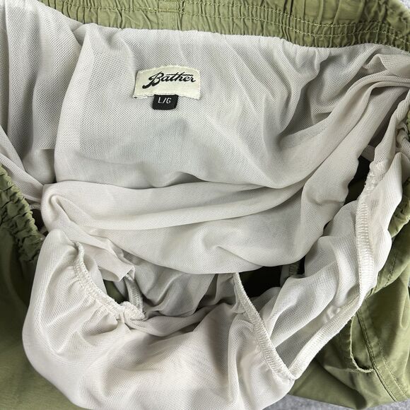 Bather Swim Trunks Shorts Mens Large Green Mesh Lined Beach Vacation Pockets - Picture 9 of 14